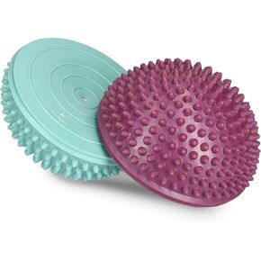 Navaris 2x Hedgehog Balance Pods - Set of 2 Spiky Fitness Domes for Sports, Foot Massage, Stability Training, Balancing in Multiple Colors
