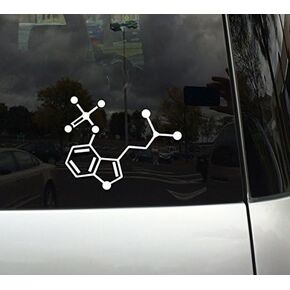 Mushroom - Psilocybin Naturally Occurring Psychedelic - Chemical Compound Skeletal Formula - 6" White Vinyl Decal for Macbooks and Cars