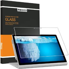 واقي شاشة Megoo لجهاز Surface Book 2/3 مقاس 15 بوصة، زجاج مقسى/سهل التركيب/مقاوم للخدش، متوافق مع قلم Microsoft Surface