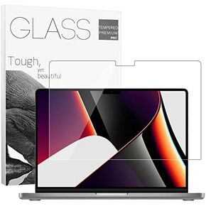 واقي شاشة من الزجاج المقوى بقوة 9H لجهاز MacBook Pro مقاس 14 بوصة (M3 / M3 Pro / M3 Max، M1 Pro/M1 Max A2442، إصدار 2021)، خالٍ من الفقاعات، شفافية عالية الدقة رفيعة للغاية، فلتر مضاد للخدش