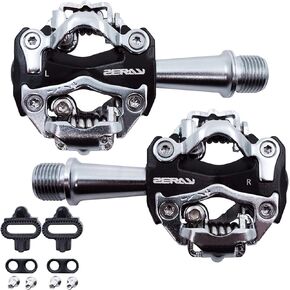 ZERAY Mountain Bike Pedals Sealed Clipless 9/16" Crank Compatible with SPD Cleats (Cleats Included)-Dual Platform Multi-Great for Road,Trekking,Touring,City Bike