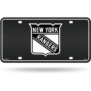علامة Rico Industries NHL New York Rangers المصنوعة من ألياف الكربون المعدنية مقاس 8.5 بوصة × 11 بوصة - رائعة للشاحنة/السيارة/سيارات الدفع الرباعي