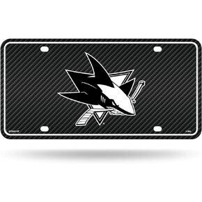 Rico Industries NHL San Jose Sharks Carbon Fiber Metal Auto Tag 8.5" x 11" - Great for Truck/Car/SUV