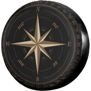 غطاء إطار احتياطي أسود وردي من Foruidea Compass غطاء إطار عجلة مقاوم للغبار مناسب للمقطورة وRV وسيارات الدفع الرباعي والعديد من المركبات مقاس 17 بوصة