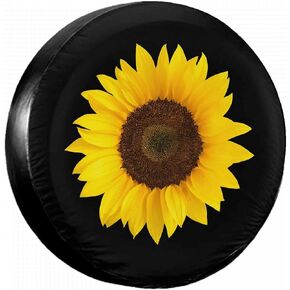 IBILIU Sunflowers Spare Tire Cover,Yellow Flowers Watercolor Floral Black Tire Cover Wheel Protectors Weatherproof Universal Fit for Cars Trailer RV SUV Camper Truck - 15 Inch