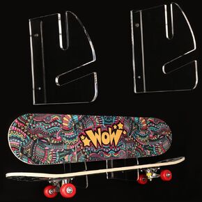 Skateboard Rack Wall Mount Double Layer Skateboard Display Rack Wall Mount Skateboard Shelf Skateboard Storage Rack Skateboard Deck Display Rack Skateboard Holder Wall (Black 1 Pair)