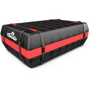 THUNDERBAY Car Roof Bag, Rooftop top Cargo Carrier Bag 15 Cubic feet Waterproof for All Cars with/Without Rack, Includes Storage Bag, Anti-Slip Mat, 6 Reinforced Straps, Luggage Lock