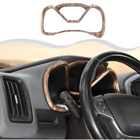 Center Console Dash Dashboard Instrument Bezel Cover Trim Panel Ring Cover Frame Trim Compatible with Chevrolet Colorado 2014+/GMC-Canyon 2014-2022 Interior Accessories(Wood)