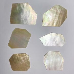 World of Shell Inlay Supplies 8 oz Gold White Mother of Pearl Blanks .060" Thickness Perfect for Guitars, Banjos, Mandolins, Jewelry, Woodworkers, Luthiers, DIY, Professionals and Hobbyists