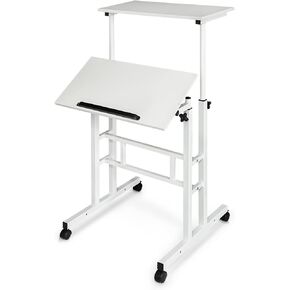 MoNiBloom Mobile Desk Workstation Height Adjustable Rolling Laptop Stand Table with Wheels for Home Office Laptop Cart, Computer Desk, Black in Kuwait