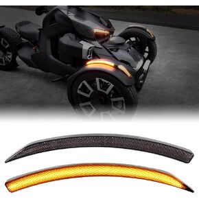 SAUTVS LED Front Fender Lights for Can-Am Ryker, Smoked Black Front Fender LED Lights Wheel Lights Fender Reflectors with LED Turn Signals for Can Am Ryker 600 900 Rally 2019-2024 Accessories (2PCS)