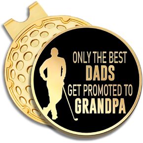 The Best Dads Get Promoted to Grandpas Golf Ball Marker with Magnetic Hat Clip, Funny Golf Gift for Men