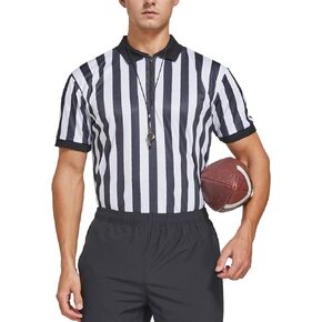 Men's Official Long Sleeve Black & White Referee Shirts Jersey Ref Umpire Uniform Basketball Football Hockey