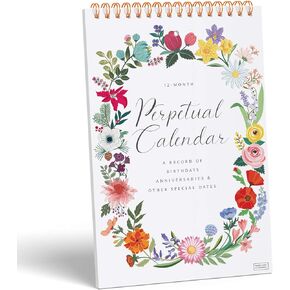 Sweetzer & Orange Perpetual Calendar. 12 Month Office or Family Wall Calendar. 6x9" Floral Flip Calendar Design. Perpetual Birthday Calendar Wall Hanging, Anniversary Calendar and Monthly Planner