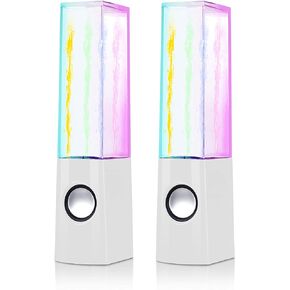 Led Color Computer Water Speakers with Light, USB Dancing Fountain Light Show Sound Speakers, 3.5mm Interface,Suitable for Laptop Speakers, Speakers for Desktop Computer (White)