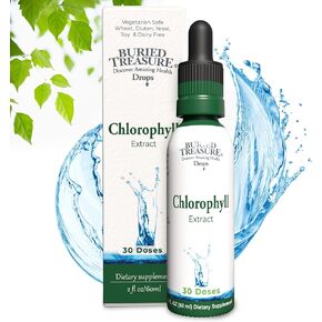 Buried Treasure Chlorophyll Extract – 2 oz. 30 Doses, Liquid Alcohol Free Drops for Natural Energy Booster, Immune Support, Internal Deodorant