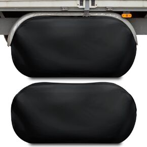 2 Pack Tire Covers Dual Axle Wheel Cover Double RV Nylon Trailer Tire Covers Camper Wheel Covers Part RV Accessories with Storage Bag for RV Truck SUV(27-30 Inch Wheel Diameter,Waterproof Nylon)