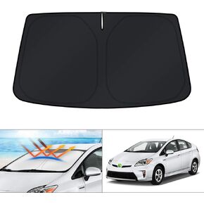 KUST غطاء شمسي مناسب للزجاج الأمامي لسيارة Toyota Prius Hatchback 2010-2015 (ليس لسيارة Prius C أو Prius V) غطاء نافذة قابل للطي واقي من الشمس كتل الأشعة فوق البنفسجية تحافظ على برودة سيارتك