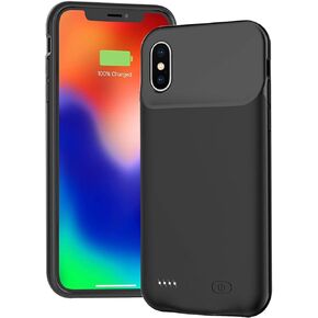 Battery Case for iPhone Xs Max, Full Encircle 10000mAh Ultra-Slim Rechargeable Charger Case External Battery Pack Portable Power Bank Protective Charging Case for iPhone Xs Max (6.5 inch) (Black)