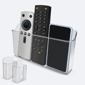 Wall Mounted Remote Control Holder Set, 3 Pack Self Adhesive Magazine File, Mail Organizer Box for Wall, Bedside Caddy Phone Basket, Dorm, Office Storage Supplies.Kitchen Cabinet Door Organizer.