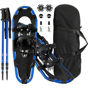 21"/25"/30" Lightweight Snowshoes for Men Women Youth Kids, 4 in 1 Aluminum Terrain Snowshoes Set w/Adjustable Trekking Poles & Carrying Bag, Snow Mud Baskets Included
