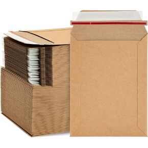 Juvale 100 Pack Rigid Mailers 6x8-450 GSM Sturdy Self-Adhesive Kraft Paper Cardboard Envelopes for Mailing Photo, Documents, Gift Cards, CDs, Art Prints