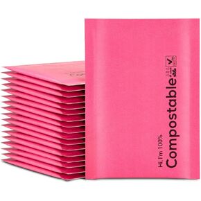 6x10 100% Biodegradable Bubble Mailers,25 Count #0 Compostable Padded Packaging Wrap Envelopes Pouches Eco Friendly Self Seal Bags