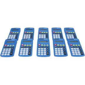 EAI Education CalcPal EAI-80 Basic Solar Calculator, Dual-Power for School, Home or Office: Blue - Set of 10