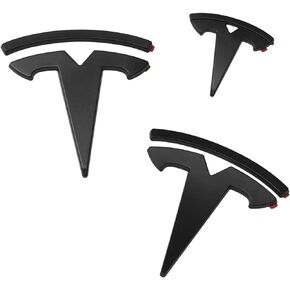 Model 3 Logo Sticker Matt Black Emblem Cover, Front Trunk/Rear Trunk Badge Decals Accessories(3Pcs/Set)