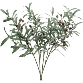 SHACOS 4 PCS Artificial Olive Branches with Olives for Vase Faux Olive Stems Greenery Stem Plant 28 inch Long Olive Tree Branch for Home Wedding Decor