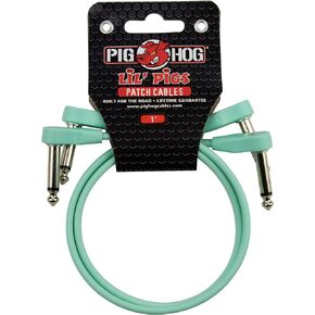 Pig Hog Lil Pigs 1 ft Low Profile Patch Cables 2 Pack, Seafoam Green