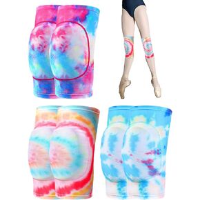 3 قطع من وسادات الركبة للرقص للنساء والفتيات وكرة الطائرة ومضادة للانزلاق ومبطنة بإسفنجة لحماية الركبة، دعامة مرنة قابلة للتنفس لدعم الركبة لكرة القدم وكرة السلة والتزلج (نمط صبغ التعادل) in Kuwait