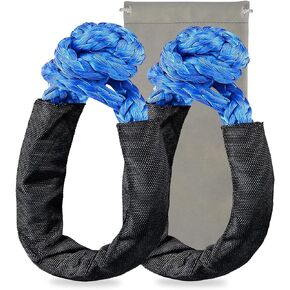 حبل تكبل صناعي ناعم 1/2 بوصة × 22 بوصة (قوة كسر 38.000 رطل) حبل استعادة تكبل ناعم للإبحار بسيارات الدفع الرباعي ATV 4X4 شاحنة جيب للتسلق والسحب (أزرق، عبوتان) in Kuwait
