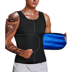 Sauna Vest for Men Waist Trainer Vest with Zipper Workout Sauna Suit with Adjustable Waist Trimmer Belt