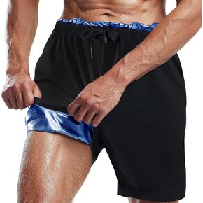 Sauna Shorts for Men Sweat Pants with Drawstring, Heat Trapping Sweat Shorts Sauna Suit for Men Workout Gym Exercise