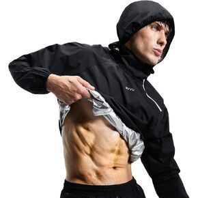BVVU Sauna Suit for Men Women Zipper Sweat Sauna Jacket Pant Gym Workout Sweat Suits with Hood Slimming Training Bodyshaper