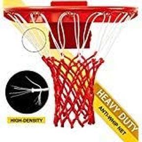 Progoal Professional Basketball Net Replacement,Heavy Duty Thick Net Fits Standard Indoor and Outdoor 12-Loop Rims (Red&White, Standard Size)