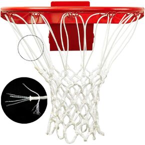 Progoal Professional Basketball Net Replacement,Heavy Duty Thick Net Fits Standard Indoor and Outdoor 12-Loop Rims (Red&White, Standard Size)