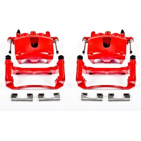 زوج من Power Stop Front S4990 من الفرجار المطلي بمسحوق أحمر عالي الحرارة