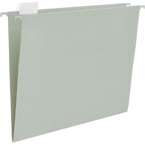 Y YOMA Letter Size - 12 Pack Colored Hanging File Folders Decorative Hanging Folder Cute Pretty File Folder for Filing Cabinet Office Home with 1/5-Cut Adjustable Tabs, Morandi Green