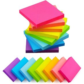 (16 Pads) 8 Pads 3x3 Sticky Notes and 8 Pads 1.5x2 Sticky Notes 8 Bright Multi Colors Self-Stick Notes 90 Sheet/Pad