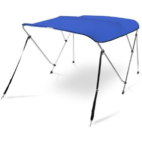 AA Products 3 Bow Bimini Top Cover Sun Shade Boat Canopy Waterproof Includes Storage Boot with Aluminum Frame, 46" Height with Rear Support Poles