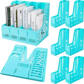 Glenmal 6 Pcs Plastic Magazine Organizers Binder Vertical File Folder Magazine Rack Holder for Home Desk School Office Classroom Work Desktops Aesthetic Storage Organization Accessories(Black)