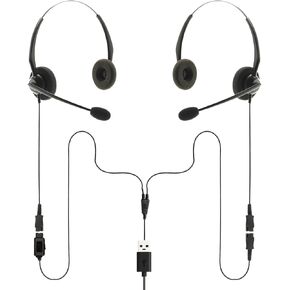 Project Telecom USB-A & USB-C, 2 Users, Binaural Noise Cancelling, Headset Splitter Training Supervising Coaching Bundle - Compatible with Microsoft Teams, Zoom, Cisco Webex, VoIP Softphone Apps in Saudi Arabia