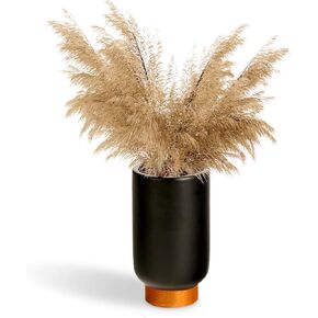 Home Decor Modern Flower Ceramic Vase with Gold Trim, Decorative Boho Centerpieces Living Room, Bedroom, Kitchen, Office (Black)