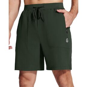 Mens Athletic Workout Gym Shorts 7 Inch Inseam Running Sweat Sport Shorts for Men with Zipper Pockets