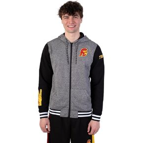 Ultra Game NCAA Men's Full Zip Fleece Hoodie Letterman Varsity Jacket