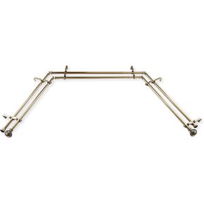 Rod Desyne 13/16" Nathan Bay Window Double Curtain Rod, 20-36", 38-72", Antique Brass