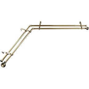 Rod Desyne 13/16" Poise Corner Window Double Rod, 48-84 inch, Satin Nickel