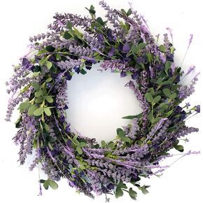 Bibelot 20 Inch Lavender Wreath for Front Door Greenery Leaves Wreath for All Seasons Indoor Outdoor Floral Wreath for Wedding Party Home Decor